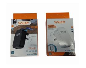 Speedy 2.1A Dual Output Foldable Travel Charger - Black/White