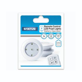 Status Remote Control LED Push Lights - White - Pack of 3