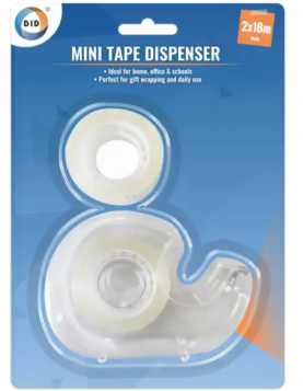 DID Mini Tape Dispenser with 2 x 18m Clear Tape Rolls