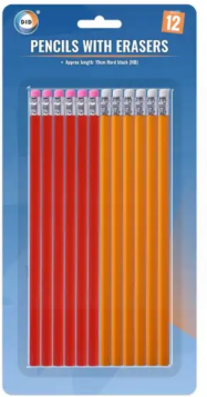 DID Pencils With Erasers - Pack of 12
