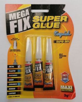 Maxi Strength Mega Fix Liquid Super Glue - 3g - Pack of 3