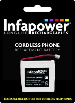 Infapower Prismatic Cordless Phone Replacement Battery (97) - Pack of 2 