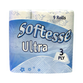 Softesse Ultra Bathroom Toilet Paper - Assorted - 3 Ply - Pack Of 9