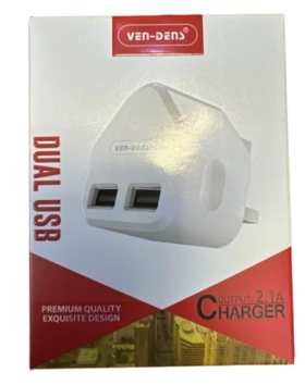 Ven-Dens 2.1 Amp Fast Dual Twin 2 Port USB Home Charger