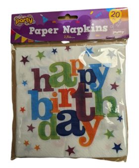 Time to Party White Paper Napkins - 2 Ply - 23 x 18.5 x 2cm - Pack of 20