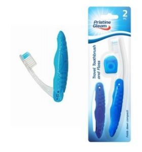 Pristine Gleam 2 Piece Travel Toothbrush & Floss