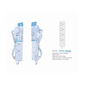 MTK 4 Way 2 Meter Extension Cable - 3000W - 13A - White