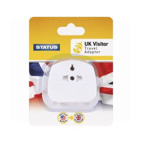 Status UK Visitor Travel Adaptor - Carded - White