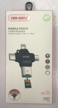 Ven-Dens 4-in-1 Plug & Play Fast Transmission Mobile Phone Card Reader