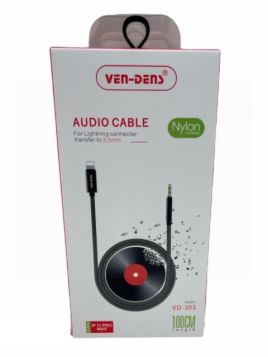 Ven-Dens Nylon Lightening to 3.5mm Connector Audio Cable - 100cm
