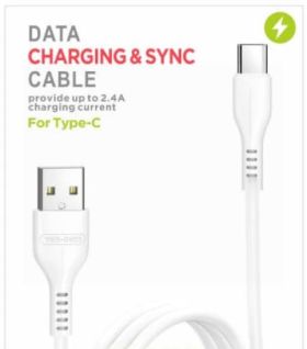 Ven-Dens USB-C Data Charging & Sync Cable - White - 5V - 2A - 2m