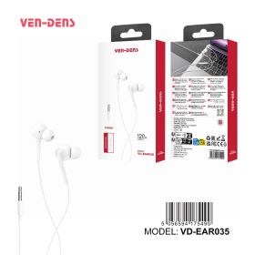 Ven-Dens 3.5mm Jack Earphones - White - 120cm