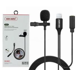 Ven-Dens 360° 2-in-1 Lightening to 3.5mm Lavalier Microphone with All-Directional High Fidelity Wheat Head - 1.5m