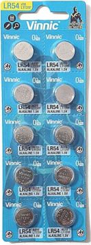 Vinnic LR54 AG10 Alkaline Batteries 1.5V - Pack of 10