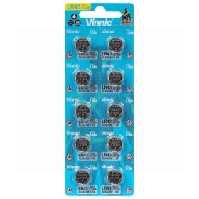 Vinnic LR43 AG12 Alkaline Batteries 1.5V - Pack of 10