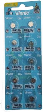 Vinnic LR60 AG1 Alkaline Batteries 1.5V - Pack of 10