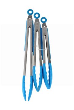BLUE SILICON TONG 3PK