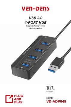 Ven-Dens USB 3.0 4 Port Hub 1M Length