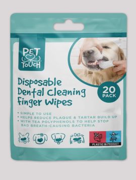 PET TOUCH DISPOSABLE DENTAL CLEANING FINGER WIPES - PACK OF 20 - EXP:14//11/2027