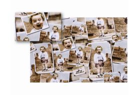 GIFT WRAP PAPER SMILING BABY ON SKATES PICTURE