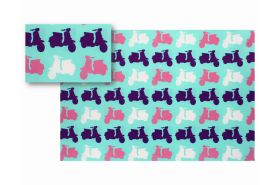GIFT WRAP PAPER BLUE VINTAGE VESPA SCOOTERS