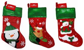 CHRISTMAS CRAFT STOCKING SNOWFLAKE GREEN RED 3 DESIGNS