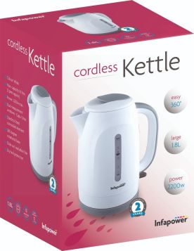 Infapower White Cordless Kettle - 2200W - 1.8L