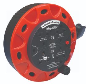 Infapower 4 Way 5 Metre Extension Reel - 13A