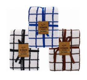 Home & Living Soft Cotton Tea Towels - Assorted - Pack of 3