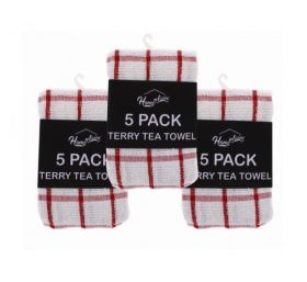 Home & Living Terry Tea Towel - 43cm x 63cm - Pack of 5