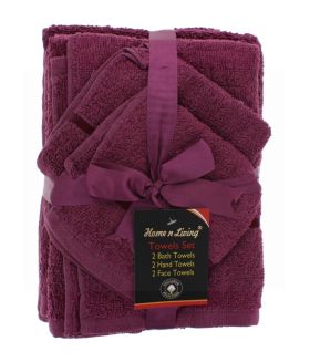HOME N LIVING SATIN TOWEL SET - PURPLE - 2 BATH,2 HAND,2 FACE - PACK OF 6