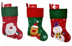 CHRISTMAS CRAFT STOCKING RED/GREEN 3 PACK