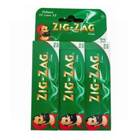 Zig Zag Green King Size Slim Rolling Papers - Multipack - 3 Pack x 32 Leaves