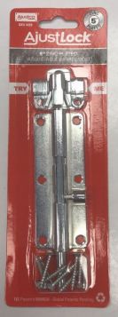 A Just Lock - Zinc Plated Adjustable Barrel Bolt with Screws - 5"